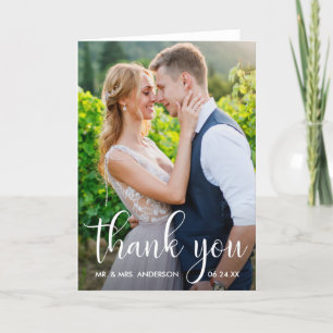 Tarjeta De Agradecimiento Boda Foto guión moderno caligrafía