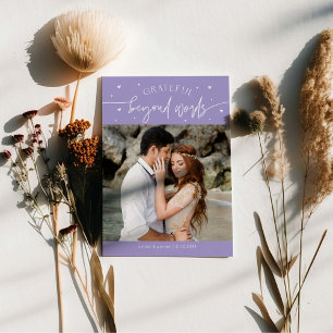 Tarjeta De Agradecimiento Boda Foto Lila Agradecido Más Allá de las Palabras