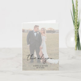 Tarjeta De Agradecimiento Boda Foto Moderna Escritura Rústica