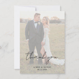 Tarjeta De Agradecimiento Boda Foto Moderna Escritura Rústica