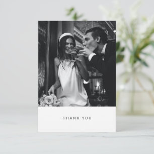 Tarjeta De Agradecimiento Boda Foto Tipografía Moderna Minimalista Negra