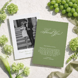 Tarjeta De Agradecimiento Boda Foto Verde Oliva Victoriana