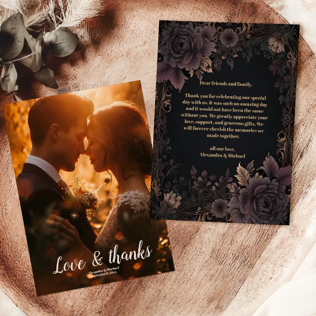 Tarjeta De Agradecimiento Boda Foto Victoriana Real Gótica (Subido por el creador)