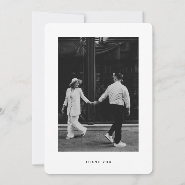 Tarjeta De Agradecimiento Boda Fotográfica Minimalista (Anverso)