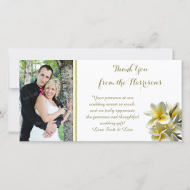 Tarjeta De Agradecimiento Boda fotográfico amarillo de Plumeria Gracias