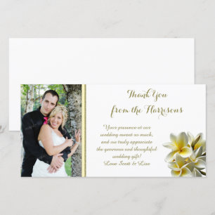 Tarjeta De Agradecimiento Boda fotográfico amarillo de Plumeria Gracias