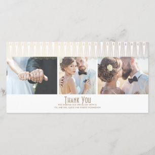 Tarjeta De Agradecimiento Boda fotográfico Art Deco White y Gold Gracias