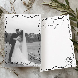 Tarjeta De Agradecimiento Boda fotográfico blanco y negro con grietas de man