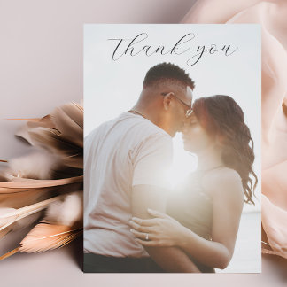 Tarjeta De Agradecimiento Boda fotográfico blanco y negro de presupuesto sim