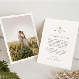 Tarjeta De Agradecimiento Boda fotográfico botánico mínimo