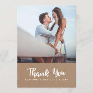 Tarjeta De Agradecimiento Boda fotográfico Casual Gracias Papel Kraft
