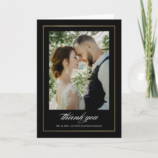 Tarjeta De Agradecimiento Boda fotográfico clásico (Anverso)