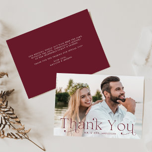 Tarjeta De Agradecimiento Boda fotográfico clásico de Borgoña