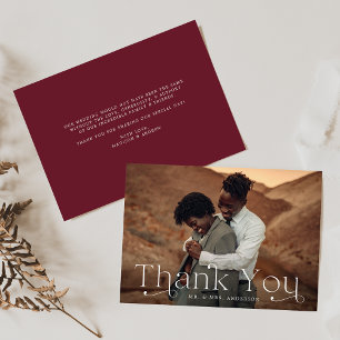 Tarjeta De Agradecimiento Boda fotográfico clásico de Borgoña