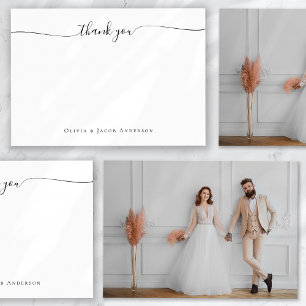 Tarjeta De Agradecimiento Boda fotográfico clásico de caligrafía simple