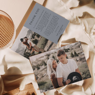 Tarjeta De Agradecimiento Boda fotográfico clásico Dusty Blue 2
