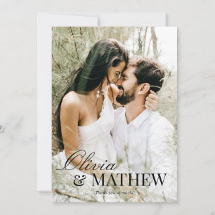 Tarjeta De Agradecimiento Boda fotográfico clásico elegante