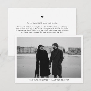 Tarjeta De Agradecimiento Boda fotográfico clásico en blanco y negro