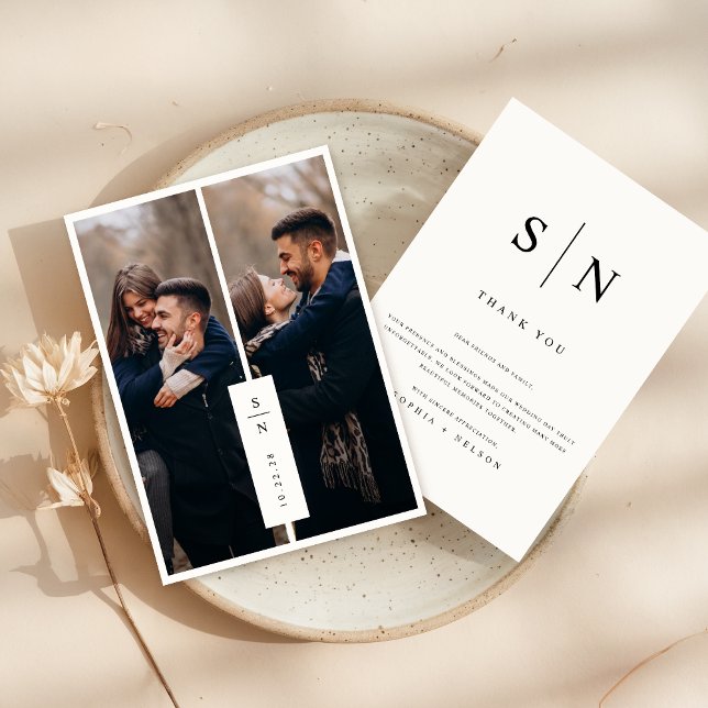 Tarjeta De Agradecimiento Boda fotográfico clásico moderno (Subido por el creador)