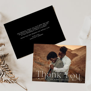 Tarjeta De Agradecimiento Boda fotográfico clásico negro y blanco