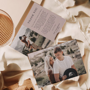 Tarjeta De Agradecimiento Boda fotográfico clásico simple Boho Beige 2