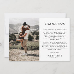 Tarjeta De Agradecimiento Boda fotográfico clásico simple de 2