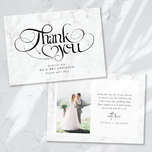 Tarjeta De Agradecimiento Boda fotográfico con guión de caligrafía de Moda d