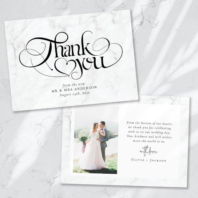 Tarjeta De Agradecimiento Boda fotográfico con guión de caligrafía de Moda d (Subido por el creador)