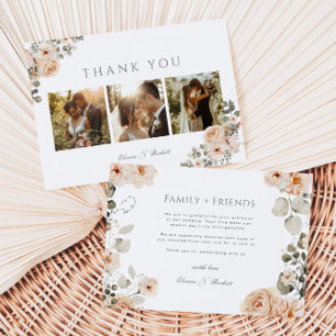 Tarjeta De Agradecimiento Boda fotográfico con sabor a rosa vintage y salvia