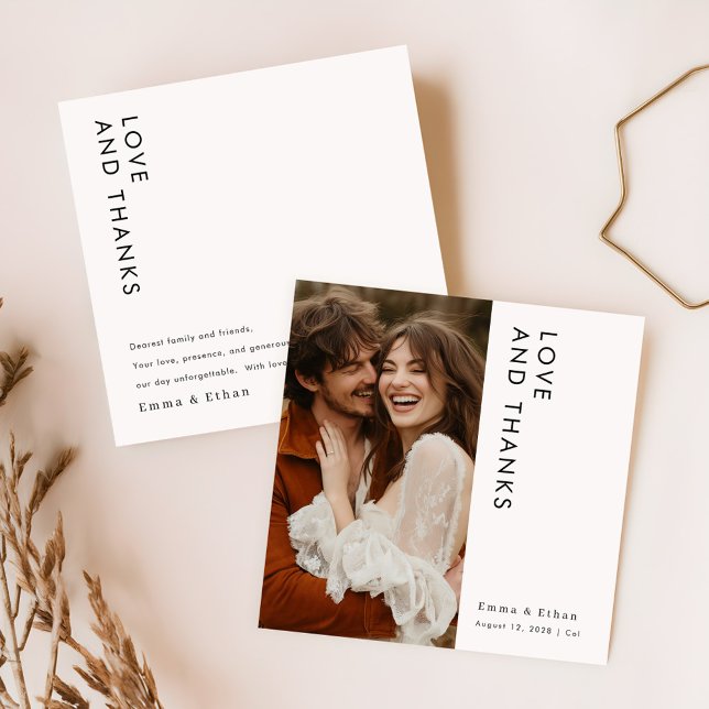 Tarjeta De Agradecimiento Boda fotográfico contemporáneo romántico (Subido por el creador)