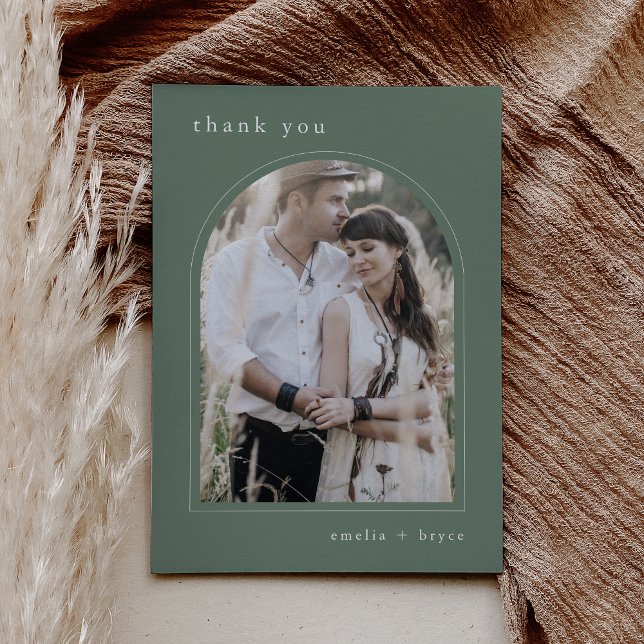 Tarjeta De Agradecimiento BODA fotográfico de Arco Moderno de la Montaña Lla (EMELIA Flat Mountain Modern Arch Photo Wedding Thank You Card)