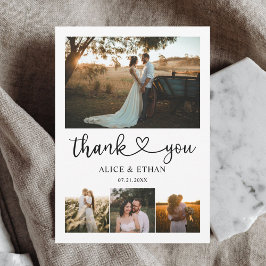 Tarjeta De Agradecimiento Boda fotográfico de caligrafía cardíaca de moda Gr