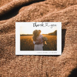 Tarjeta De Agradecimiento Boda fotográfico de caligrafía cardíaca minimalist<br><div class="desc">Guión y foto de pincel moderno.</div>