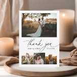 Tarjeta De Agradecimiento Boda fotográfico de caligrafía de guiones Gracias<br><div class="desc">La tarjeta de agradecimiento boda moderno incluye caligrafía encantadora con 5 fotos. Al dorso personaliza tu mensaje de agradecimiento.</div>