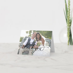Tarjeta De Agradecimiento Boda fotográfico de caligrafía de moda Gracias Car