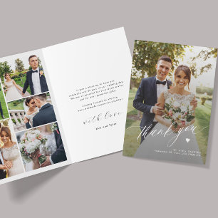 Tarjeta De Agradecimiento Boda fotográfico de caligrafía moderna