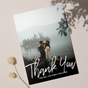 Tarjeta De Agradecimiento Boda fotográfico de cepillado moderno con clase, G