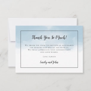 Tarjeta De Agradecimiento Boda fotográfico de color azul claro con guiones n