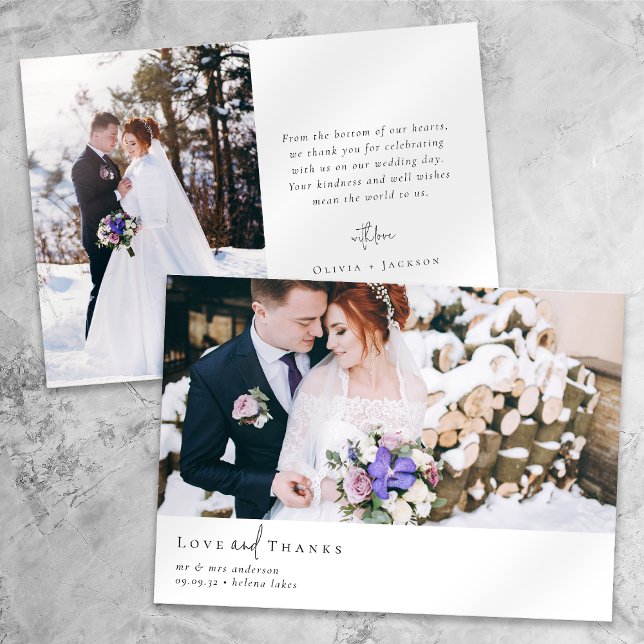 Tarjeta De Agradecimiento Boda fotográfico de escritura de caligrafía románt (Subido por el creador)
