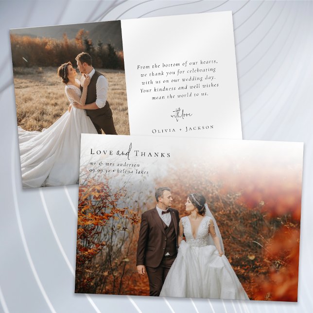 Tarjeta De Agradecimiento Boda fotográfico de escritura de caligrafía románt (Subido por el creador)