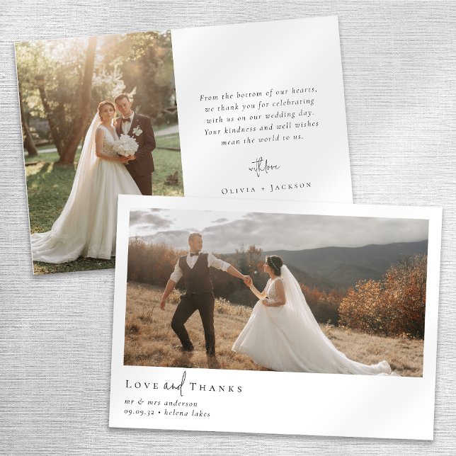 Tarjeta De Agradecimiento Boda fotográfico de escritura de caligrafía románt (Subido por el creador)