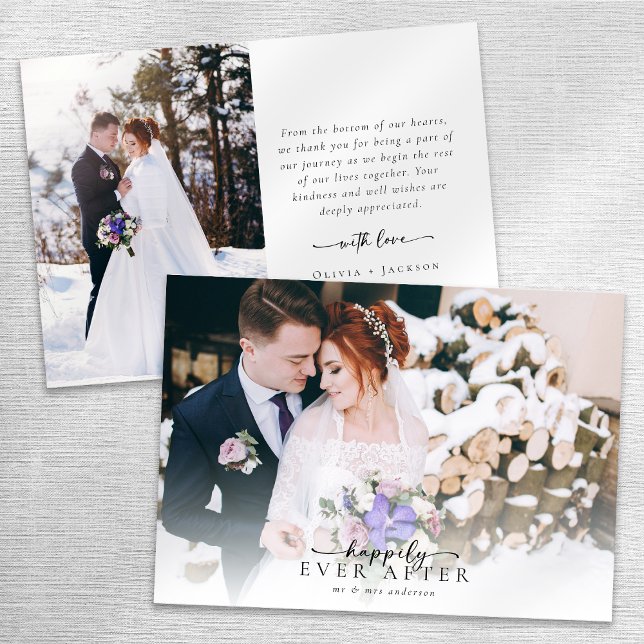 Tarjeta De Agradecimiento Boda fotográfico de escritura de caligrafía románt (Subido por el creador)