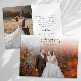 Tarjeta De Agradecimiento Boda fotográfico de escritura de caligrafía románt