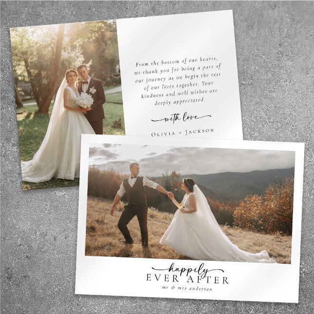 Tarjeta De Agradecimiento Boda fotográfico de escritura de caligrafía románt (Subido por el creador)