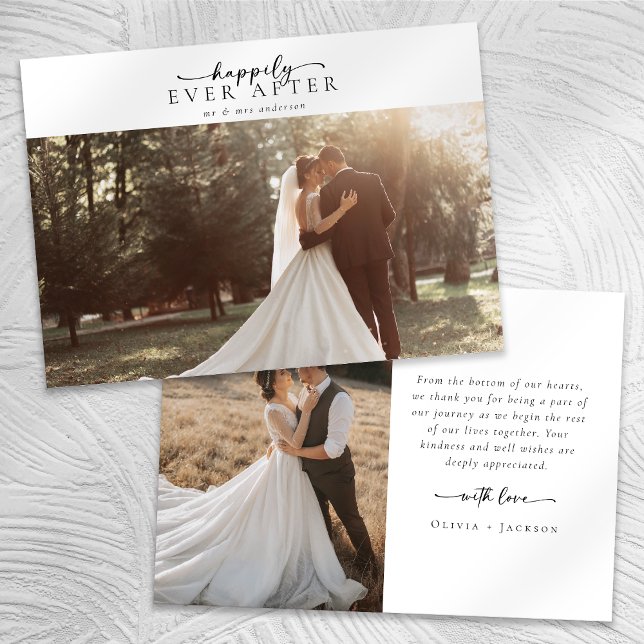 Tarjeta De Agradecimiento Boda fotográfico de escritura de caligrafía románt (Subido por el creador)