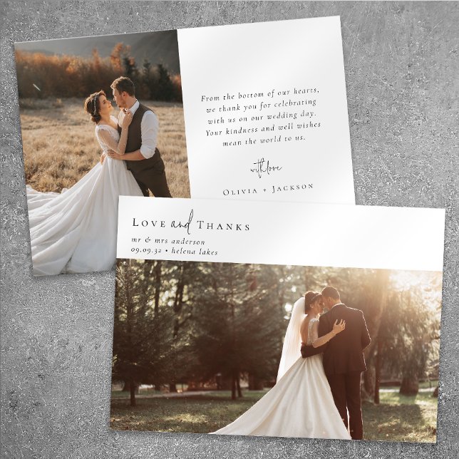 Tarjeta De Agradecimiento Boda fotográfico de escritura de caligrafía románt (Subido por el creador)