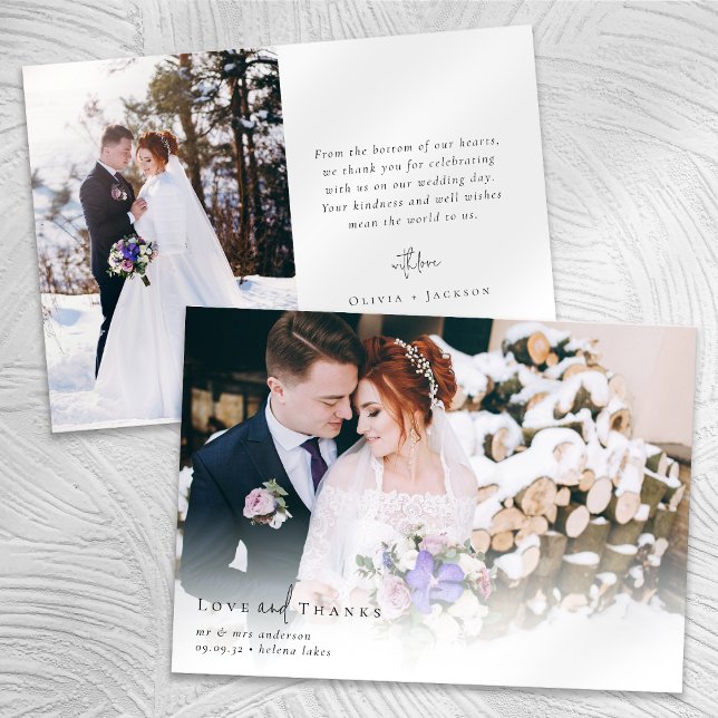 Tarjeta De Agradecimiento Boda fotográfico de escritura de caligrafía románt (Subido por el creador)