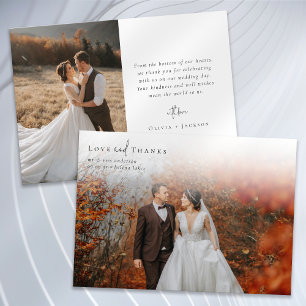 Tarjeta De Agradecimiento Boda fotográfico de escritura de caligrafía románt