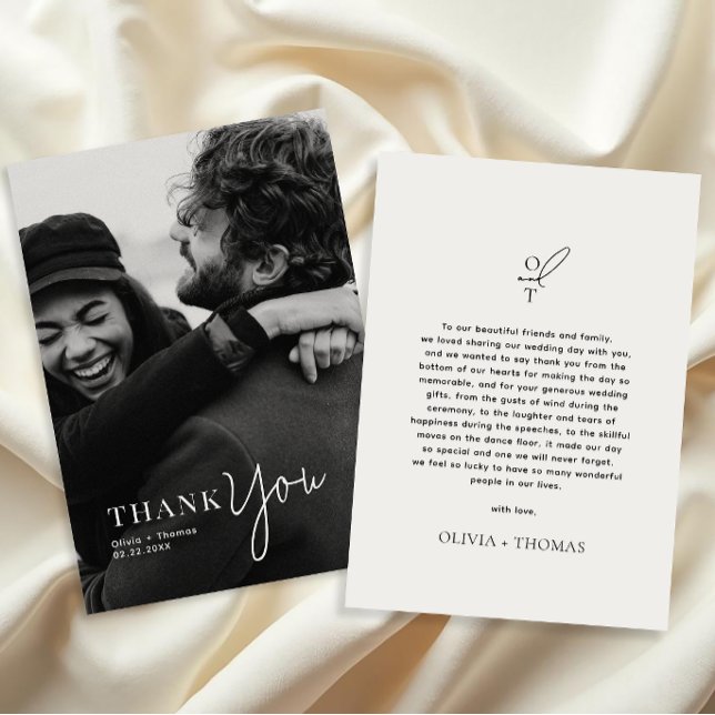 Tarjeta De Agradecimiento Boda fotográfico de escritura de tipografía monogr (Subido por el creador)