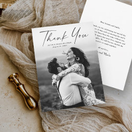 Tarjeta De Agradecimiento Boda fotográfico de escritura moderna